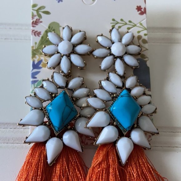 Bohemian Tassel Earrings Turquoise Retro - Picture 4 of 4